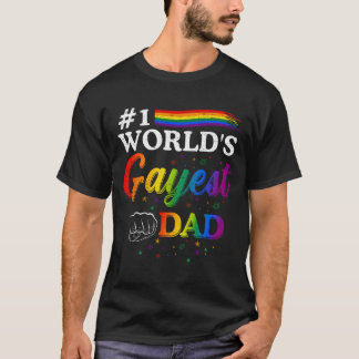 T-shirt 1 Papa Gay Du Monde Father Papa Pops Parent Héros