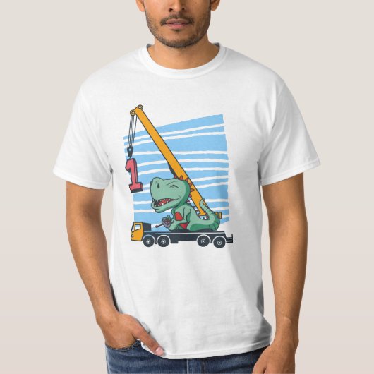 T-shirt 1er Anniversaire 1 an Dinosaur Grue Mobile (Devant)