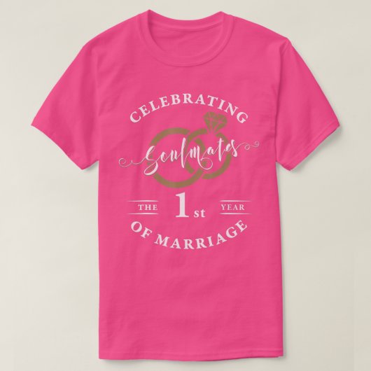 T-shirt 1er anniversaire de Mariage 1 ans de mariage (Design devant)