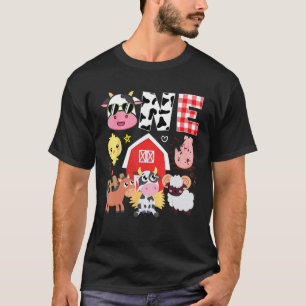 T-shirt 1er anniversaire un an thème ferme vache animaux B