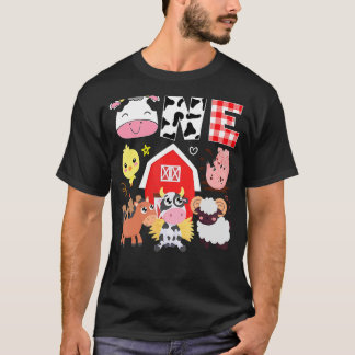 T-shirt 1er anniversaire Un an Vieux thème de ferme Animau