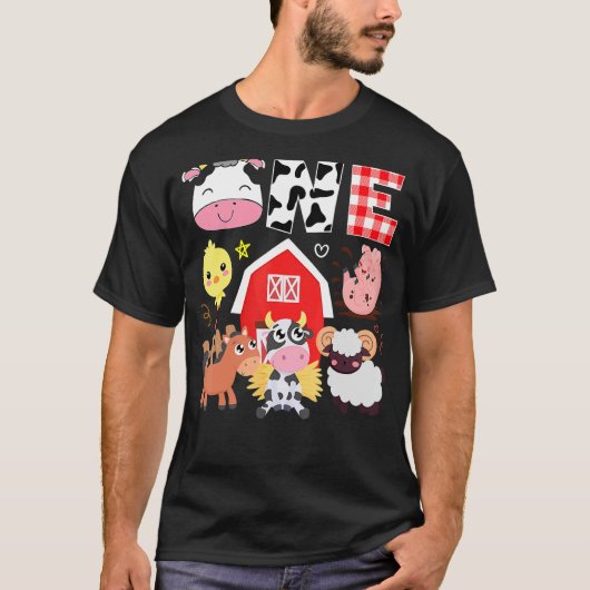 T-shirt 1er anniversaire Un an Vieux thème de ferme Animau (Devant)