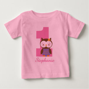 T-shirt 1er Birthday Owl Custom Girls