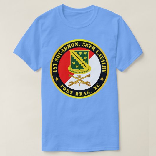 T-shirt 1er Escadron 38e Cavalry Fort Bragg NC w DUI Cav (Design devant)