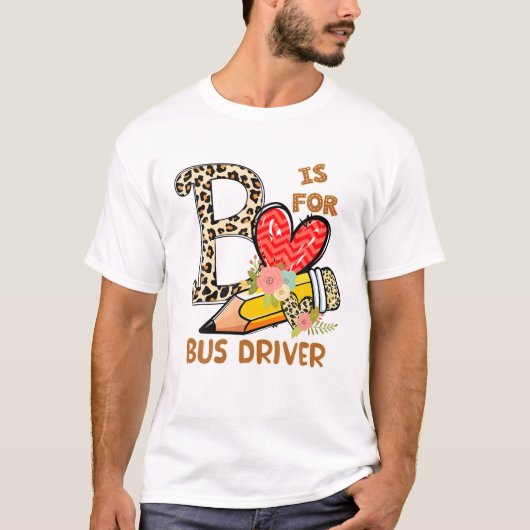 T-shirt 1Er Jour De Conduite De Bus Scolaire Leopard Flowe (Devant)