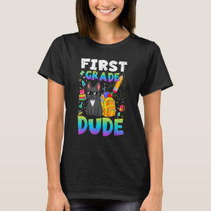 T-shirt 1ère année Dude French Bulldog Retour à l'école