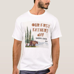 T-shirt 1ère Fête des pères Ours Bois Personnalisé