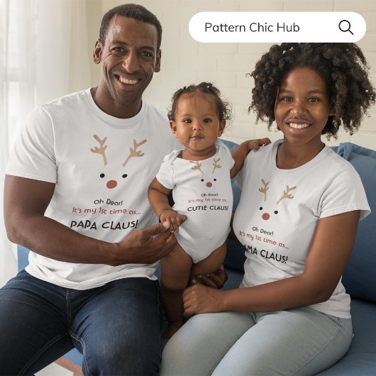 T-shirt 1ère fois Mama Claus Blanc Famille moderne Noël