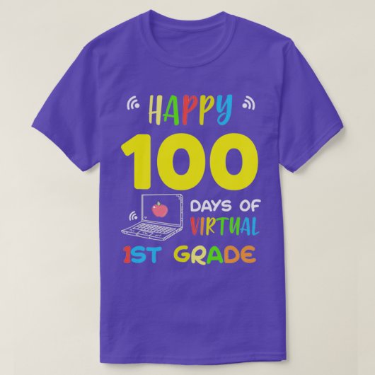 T-shirt 1re année 100 Jours d'école virtuelle 100e (Design devant)