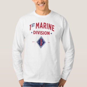 T-shirt 1re division maritime - United States Military Lon