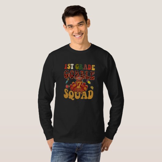 T-shirt 1st Grade Gobble Squad  Turkey Thanksgiving (Devant entier)