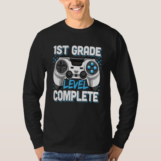 T-shirt 1st Grade Graduation Level Complete Video Gamer Ki (Devant)