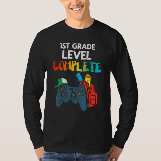 T-shirt 1st Grade Level Complete Gaming Boy Last Day Of Sc (Devant)