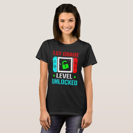 T-shirt 1st Grade Level Unlocked  Back To School Gamer Boy (Devant entier)