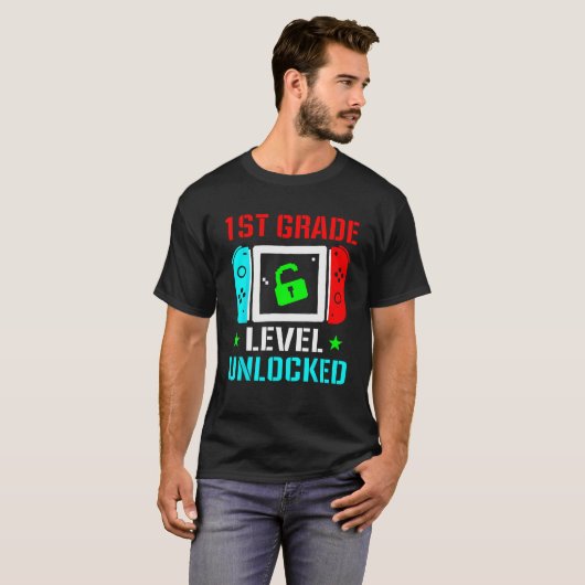 T-shirt 1st Grade Level Unlocked  Back To School Gamer Boy (Devant entier)