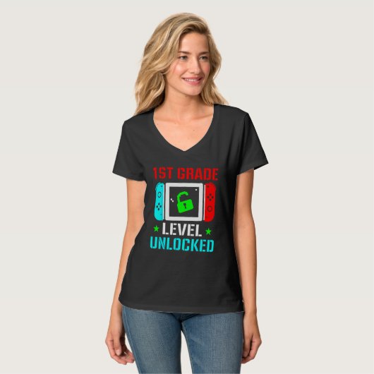T-shirt 1st Grade Level Unlocked  Back To School Gamer Boy (Devant entier)