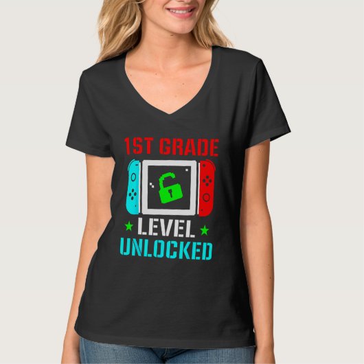 T-shirt 1st Grade Level Unlocked  Back To School Gamer Boy (Devant)
