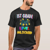 T-shirt 1st Grade Level Unlocked Gamer First Day Of School (Devant)
