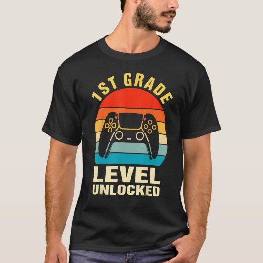 T-shirt 1st Grade Level Unlocked Gamer First Day Of School (Devant)