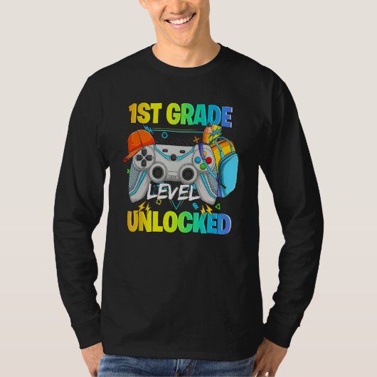 T-shirt 1st Grade Level Unlocked Video Gamers First Day Of (Devant)