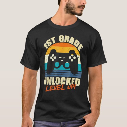T-shirt 1st Grade Unlocked Level Up Gamer Back To School F (Devant)