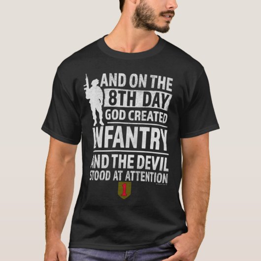 T-shirt 1st Infantry God Created Infantry Devil stood Att (Devant)