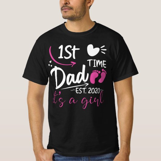 T-shirt 1st Time Papa Est 2020 C'est une fille (Devant)