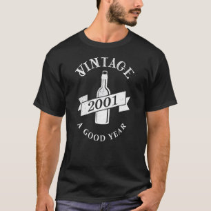 T-shirt 2001 Anniversaire Vintage Rétro Bouteille de vin A
