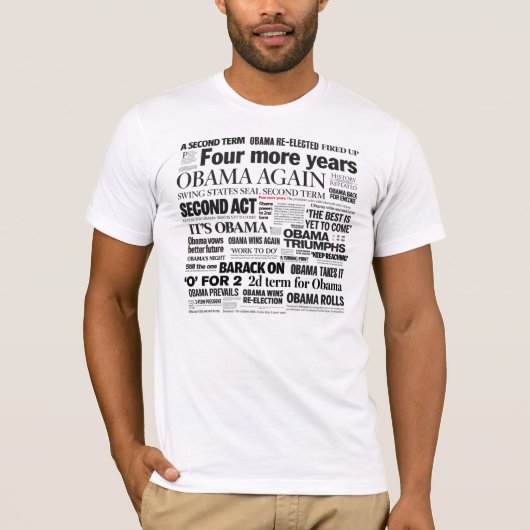 T-shirt 2012 de titre de journal d'Obama (Devant)
