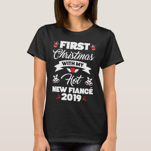 T-shirt 2019 Couple Idea First Christmas With My Hot New F (Devant)