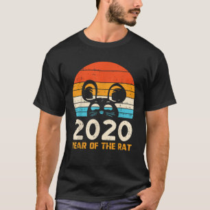 T-shirt 2020 Année du Rat Retro Cute Lunar Chinois Nouveau