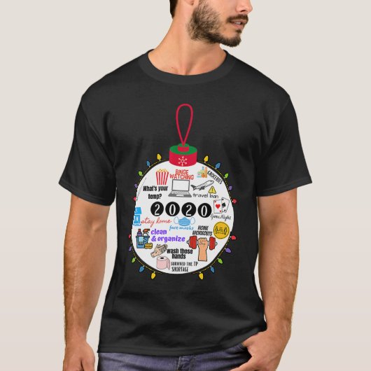 T-shirt 2020 Balle de Noël Distance sociale Quarantaine Ch (Devant)