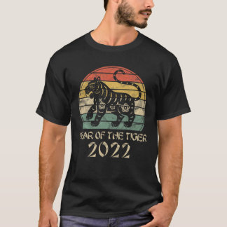 T-shirt 2022 Année Du Tiger Cadeau Retro Sunset Chinois N