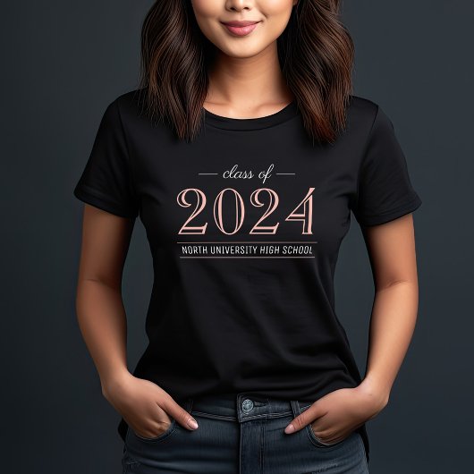 T-shirt 2022 Elégant Rose Gold Black Custom Graduation