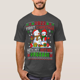 T-shirt 2022 Premier Noël Avec Mon Chaud Nouveau Mari Snow