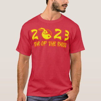 T-shirt 2023 Année Du Texte Jaune Du Neon Du Lapin