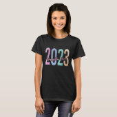 T-shirt 2023 Bonne année avec Parties scintillant colorée  (Devant entier)