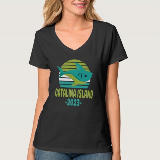 T-shirt 2023 Catalina Island California Shark (Devant)