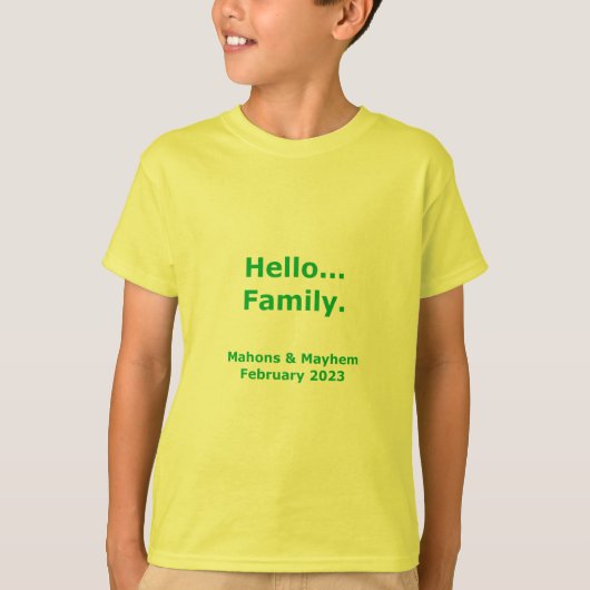T-shirt 2023 Hello Family Customizable Kid Shirt (Devant)