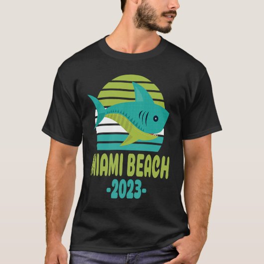 T-shirt 2023 Miami Beach Florida Shark (Devant)