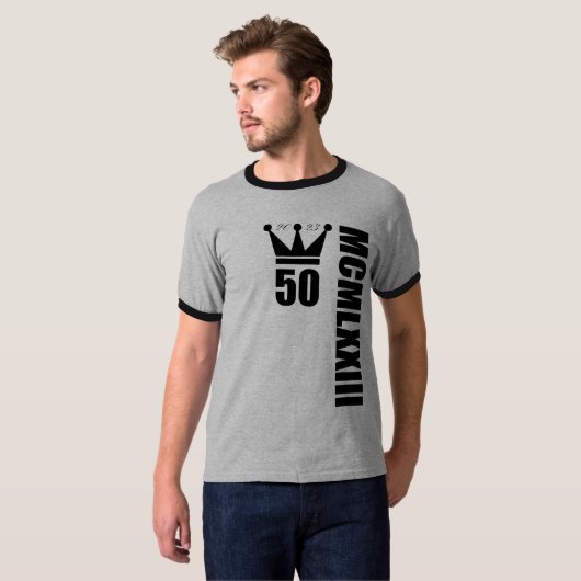 T-shirt 2023 Né en 1973 Numéros romains 50e Anniversaire (Devant entier)