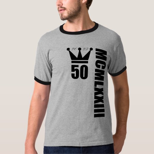 T-shirt 2023 Né en 1973 Numéros romains 50e Anniversaire (Devant)