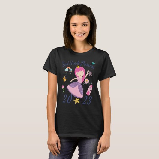 T-shirt 2023 Outfit Girls Princess Happy First Day Of 2nd (Devant entier)