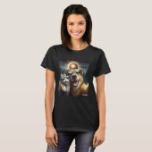 T-shirt 2024 Éclipse Solaire Chat Et Chien Portant Un Écli (Devant entier)