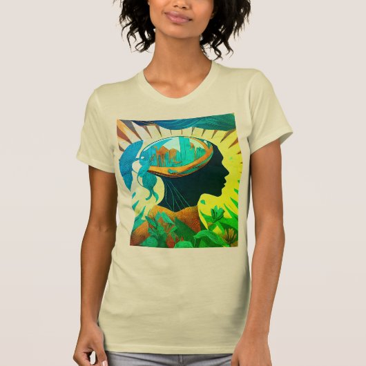 T-shirt 2024-Rok Clone Designs Dames Tee Think Art supérie (Devant)