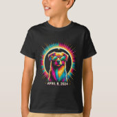 T-shirt 2024 Solaire Eclipse Chien portant un verre solair (Devant)