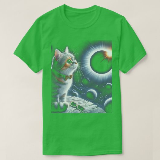 T-shirt 2024 Total Solaire Éclipse Chat Observation Total  (Design devant)