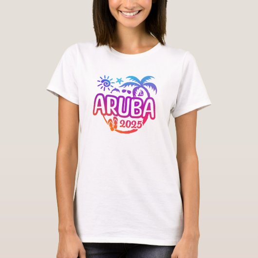 T-shirt 2025 Aruba Vacation ou Voyage Design (Devant)
