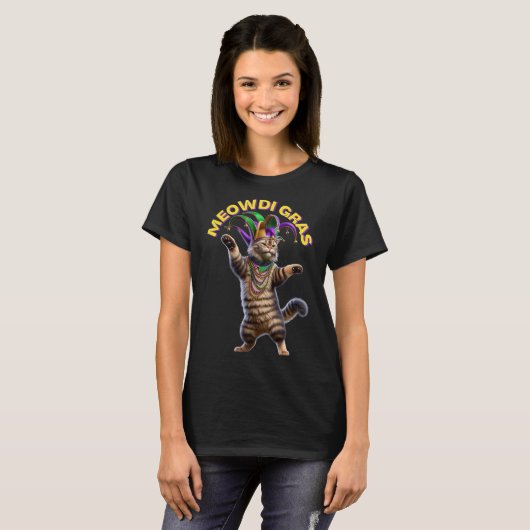 T-shirt 2025 Matching Mens Womans Funny Meowdi Gras Chat M (Devant entier)