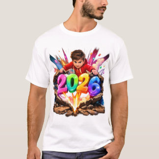 T-shirt 2026 Autocollant d'art coloré de Nouvel An